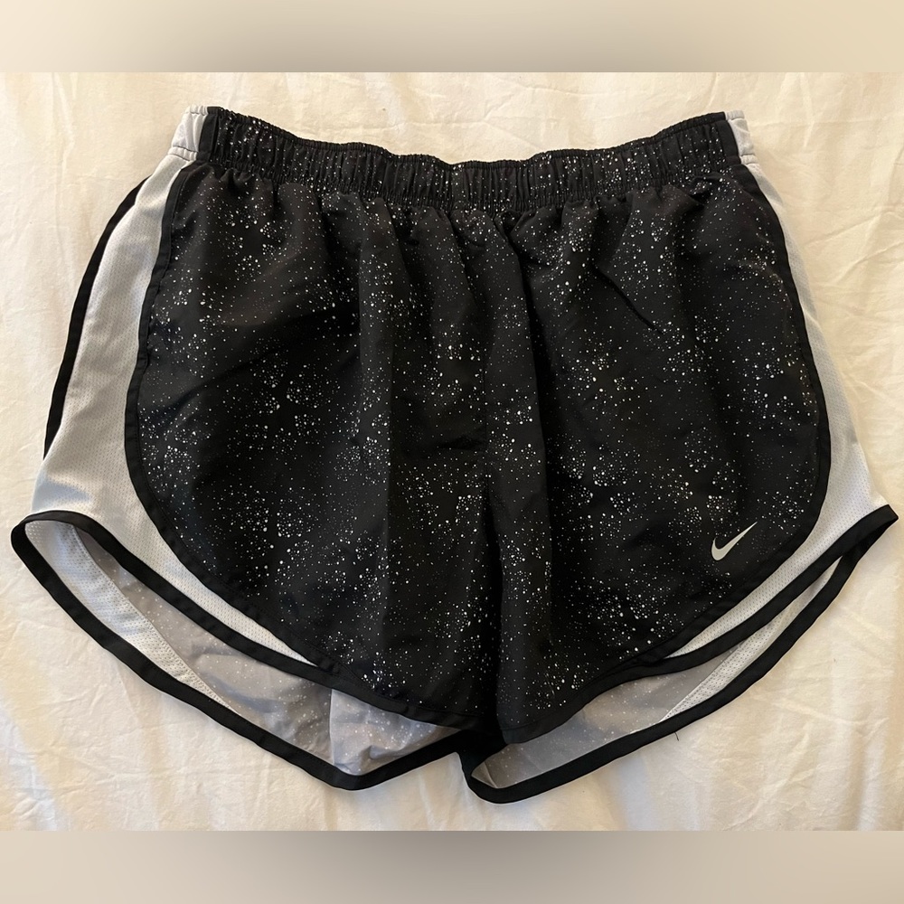 Women’s black and white Nike running shorts